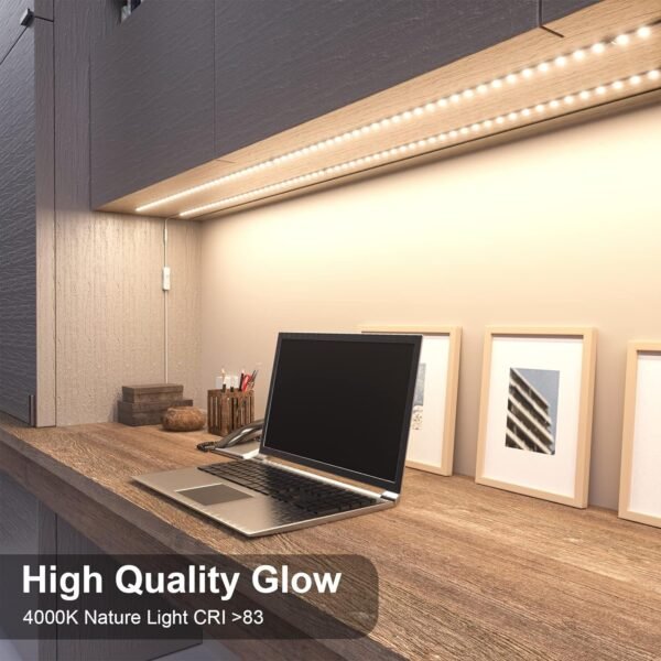 81mP5mf3euL._AC_SL1500.jpg LED Cabinet Lights, 4 PCS 20inch LED Strip Lights Kit, Under Counter Lighting for Kitchen, Under Desk, Shelf, Display Case,Furniture, 120 LEDs, 1200 Lumen, 4000K Natural White