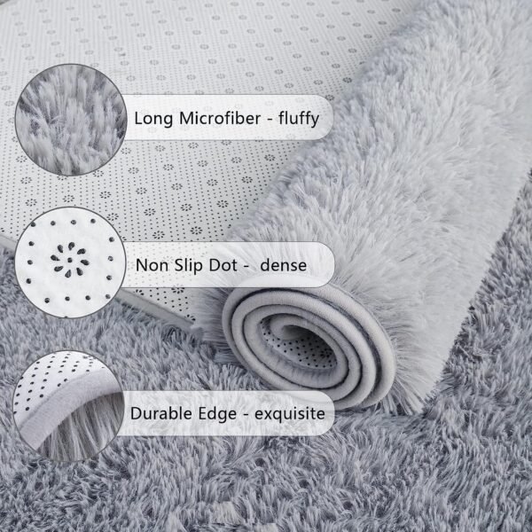 Soft Runner Rugs for Bedroom Living Room Plush Fluffy Rug 2x6 Feet, Shag Furry Area Rug Carpet Non Shedding for Nursery Children Kids Girls Room Home Decorative, Grey