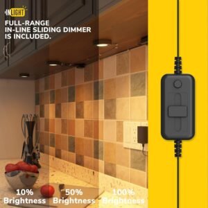 81mkzLUfkKL._AC_SL1500.jpg 2.75" Wide 3000K Dimmable LED Puck Lights Kit, Plug-in Installation with recessed or Surface Mounted, Bronze Finished, Set of 3, IN-0102-3-BZ