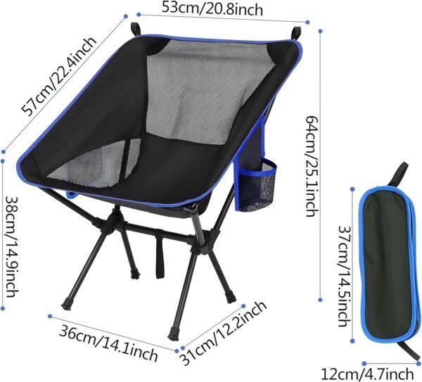 81na2SC-XBL._AC_SL1500.jpg Portable Camping Chair, Lightweight Folding Chair Beach Chair with Side Pockets for Outdoor Camp, Backpacking, Travel, Beach, Picnic, Hiking