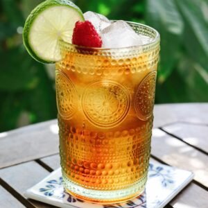 Hobnail Beaded Floral Rose Gold Drinking Glasses Set of 6, (13 oz) Vintage Glassware Set Cocktail Glass Set, Juice Glass, Water Cups | Great Hostess Gift & Gift for New Home Owners