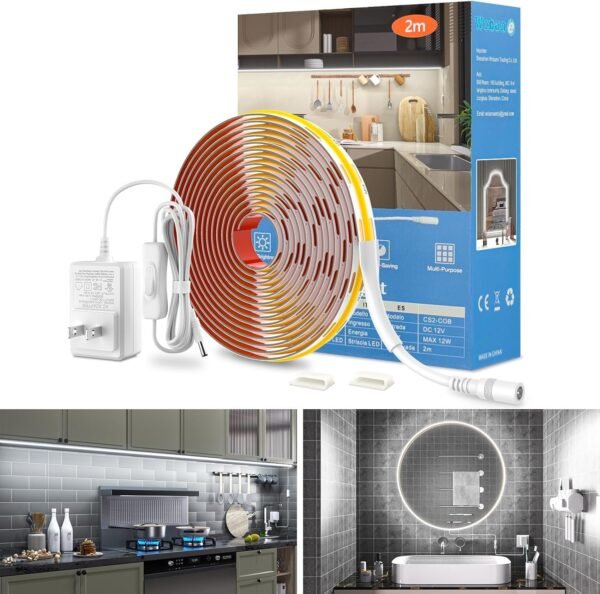 81ocvauH2cL._AC_SL1500.jpg LED Cabinet Lights, 4 PCS 20inch LED Strip Lights Kit, Under Counter Lighting for Kitchen, Under Desk, Shelf, Display Case,Furniture, 120 LEDs, 1200 Lumen, 4000K Natural White