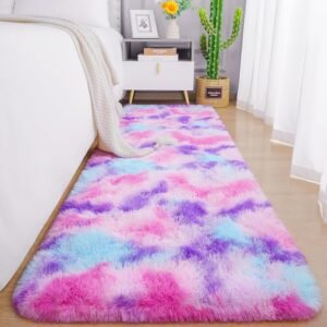 Soft Runner Rugs for Bedroom Living Room Plush Fluffy Rug 2x6 Feet, Shag Furry Area Rug Carpet Non Shedding for Nursery Children Kids Girls Room Home Decorative, Grey