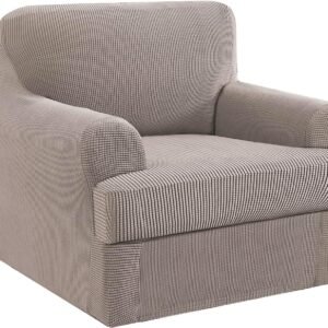 H.VERSAILTEX High Stretch Jacquard 2 Pieces Sofa Cover Couch Cover Furniture Sofa Slip Covers for Living Room, Polyester Spandex Jacquard Fabric Suit for T Cushion/Box Cushion (Sofa 72"-88", Navy)