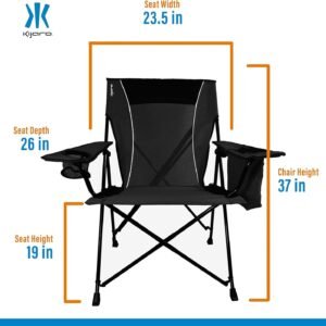 Dual Lock Portable Chair with Cooler - Vik Black, Folding, Camping, 300 lb Capacity, 2 Cup Holders