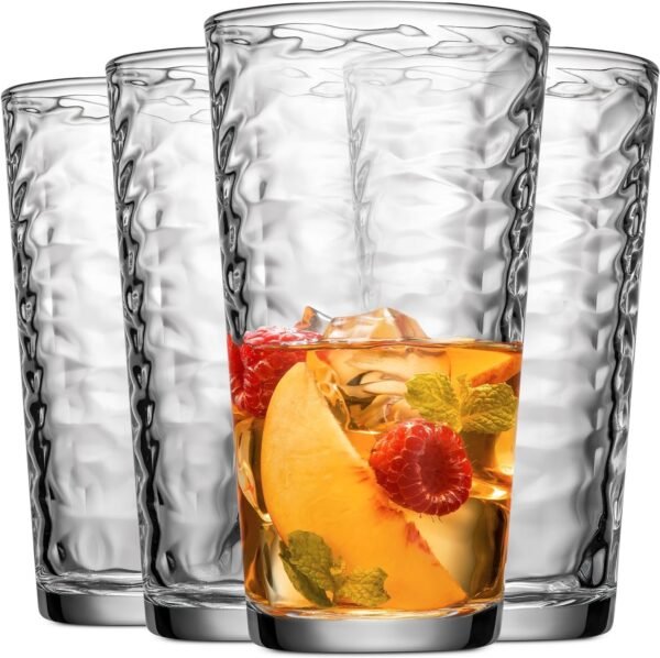 Drinking Glasses Set of 10 Highball Glass Cups, Premium Glass Quality Coolers 17 Oz. Glassware. Ideal for Water, Juice, Cocktails, and Iced Tea. Dishwasher Safe.…