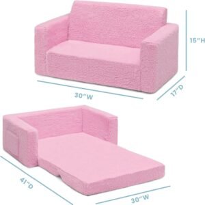 81pYUTX_jyL._AC_SL1500.jpg Delta Children Cozee Flip-Out Sherpa 2-in-1 Convertible Sofa to Lounger for Kids, Pink
