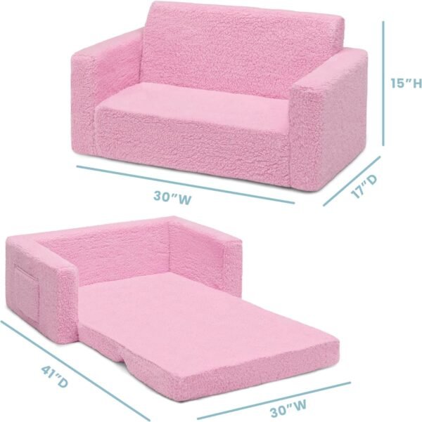 81pYUTX_jyL._AC_SL1500.jpg Delta Children Cozee Flip-Out Sherpa 2-in-1 Convertible Sofa to Lounger for Kids, Pink