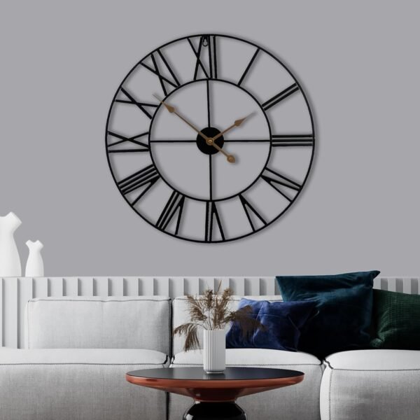 Large Wall Clock for Living Room Decor, (40CM) 16 Inch Wall Clock Decorative, Metal Analog Roman Numeral Wall Clock Modern Wall Clocks - Large Clock Home Decor (Gold)