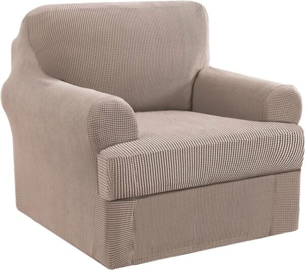 H.VERSAILTEX High Stretch Jacquard 2 Pieces Sofa Cover Couch Cover Furniture Sofa Slip Covers for Living Room, Polyester Spandex Jacquard Fabric Suit for T Cushion/Box Cushion (Sofa 72"-88", Navy)