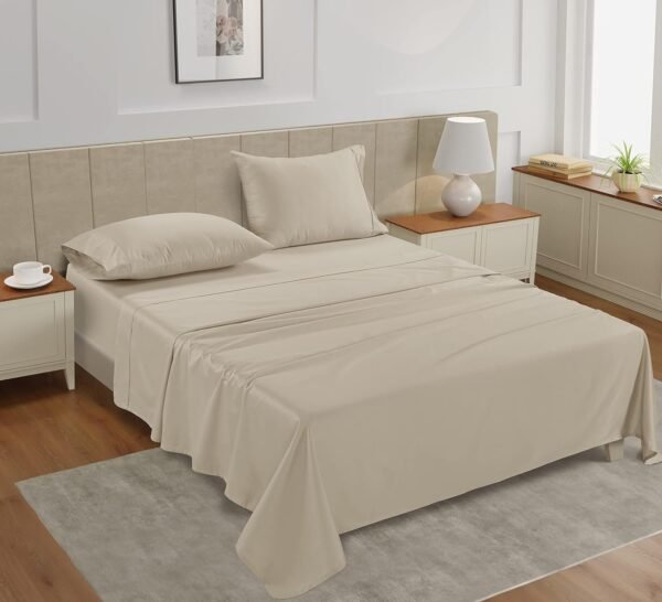 Queen Sheet Set, 4 Pc Queen Size Sheets Set, 450 Thread Count 100% Cotton Sheets, Cooling Sheets Queen Size, Soft and Breathable Bed Sheets Queen, Deep Pocket Queen Sheets - Ivory