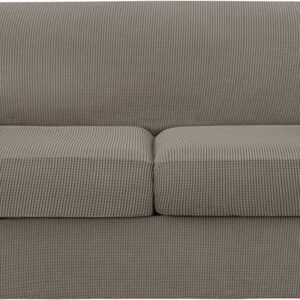 4 Piece Sofa Cover High Stretch Couch Slipcover for 3 Cushion Soft Sofa Slipcover Jacquard Fabric Furniture Covers with Elastic Bottom Machine Washable(Light Gray,Large)