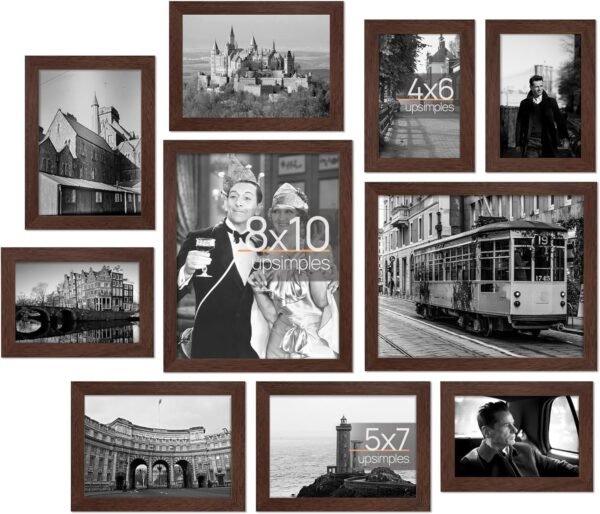 10 Pack Picture Frames Collage Wall Decor with Glass, Gallery Wall Frame Set for Wall Mounting or Tabletop Display, Multi Sizes Including 8x10, 5x7, 4x6 Family Photo Frames, Black