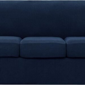 4 Piece Sofa Cover High Stretch Couch Slipcover for 3 Cushion Soft Sofa Slipcover Jacquard Fabric Furniture Covers with Elastic Bottom Machine Washable(Light Gray,Large)