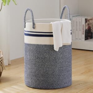 81uAkV-gSWL._AC_SL1500.jpg 72L Large Woven Laundry Hamper, Tall Cotton Rope Storage Basket, Jute Baby Nursery Hamper for Blankets, Toys and Clothes in Bedroom and Living Room Organizing, Jute
