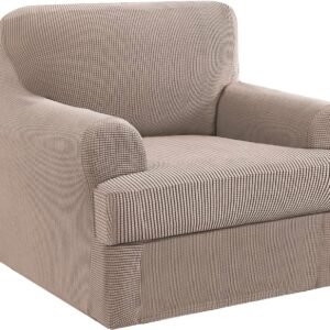 H.VERSAILTEX High Stretch Jacquard 2 Pieces Sofa Cover Couch Cover Furniture Sofa Slip Covers for Living Room, Polyester Spandex Jacquard Fabric Suit for T Cushion/Box Cushion (Sofa 72"-88", Navy)