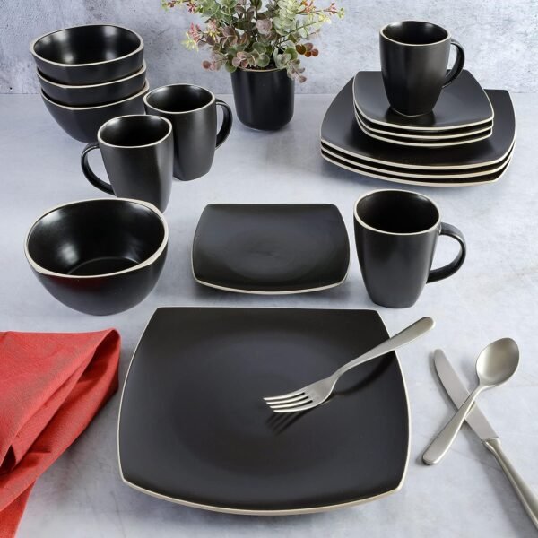 Dinnerware Set, Service for 4 (16pcs), Matte Black