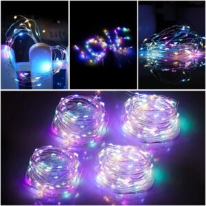 81uqOxKQLHL._AC_SL1500.jpg Mandiq 4 Pack Fairy Lights Battery Operated, String Lights 10ft 30 LEDs, Flashing and Constant Light Mode, Silver Wire Mini Lights for Festival, Christmas Decoration, Multicolor…