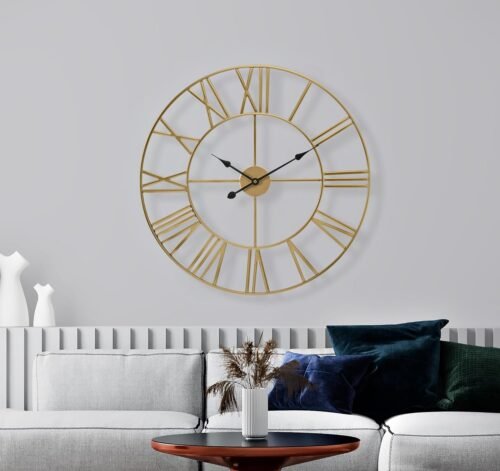 81wO3QL2qGL._AC_SL1500.jpg Large Wall Clock for Living Room Decor, (40CM) 16 Inch Wall Clock Decorative, Metal Analog Roman Numeral Wall Clock Modern Wall Clocks - Large Clock Home Decor (Gold)