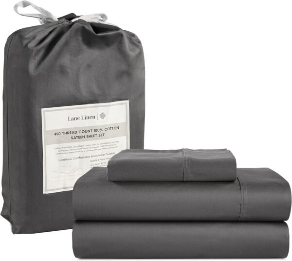 Queen Sheet Set, 4 Pc Queen Size Sheets Set, 450 Thread Count 100% Cotton Sheets, Cooling Sheets Queen Size, Soft and Breathable Bed Sheets Queen, Deep Pocket Queen Sheets - Ivory