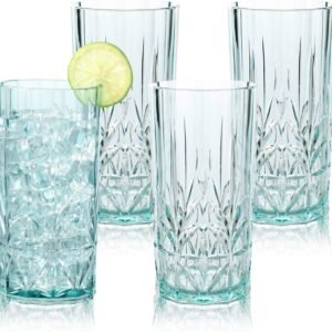 Shatterproof Tritan Plastic Tall Tumbler, Set of 4, 18oz - Myrtle Beach Drinking Glasses - Unbreakable Drinking Glasses for Parties - BPA Free - Teal