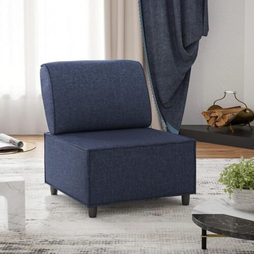 Living Room Chairs, Fabric Bedroom Accent Chair, Accent Chair, Armless Accent Chair with Back, Upholstery Chair with Wood Leg for Living Room, Oversized Chair with Removable Cover