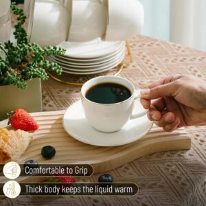 White Tea Cups and Saucers, 8oz, Tea Cups Set of 12, Porcelain Tea Cups, White Cup & Saucer Sets, White Tea Cup Set of 12, Tea Cup Sets, Bulk Tea Cups and Saucers Set of 12, Tea Cups and Sets