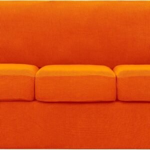 4 Piece Sofa Cover High Stretch Couch Slipcover for 3 Cushion Soft Sofa Slipcover Jacquard Fabric Furniture Covers with Elastic Bottom Machine Washable(Light Gray,Large)