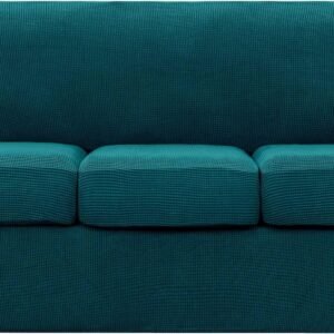 4 Piece Sofa Cover High Stretch Couch Slipcover for 3 Cushion Soft Sofa Slipcover Jacquard Fabric Furniture Covers with Elastic Bottom Machine Washable(Light Gray,Large)