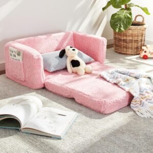 915vWzK4aRS._AC_SL1500.jpg Delta Children Cozee Flip-Out Sherpa 2-in-1 Convertible Sofa to Lounger for Kids, Pink