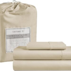 Queen Sheet Set, 4 Pc Queen Size Sheets Set, 450 Thread Count 100% Cotton Sheets, Cooling Sheets Queen Size, Soft and Breathable Bed Sheets Queen, Deep Pocket Queen Sheets - Ivory