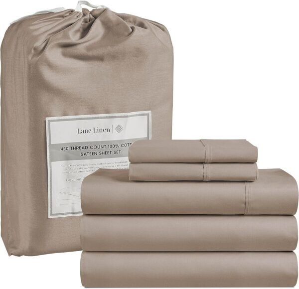 Queen Sheet Set, 4 Pc Queen Size Sheets Set, 450 Thread Count 100% Cotton Sheets, Cooling Sheets Queen Size, Soft and Breathable Bed Sheets Queen, Deep Pocket Queen Sheets - Ivory