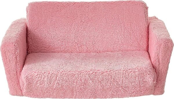 91G813nm31S._AC_SL1500.jpg Delta Children Cozee Flip-Out Sherpa 2-in-1 Convertible Sofa to Lounger for Kids, Pink
