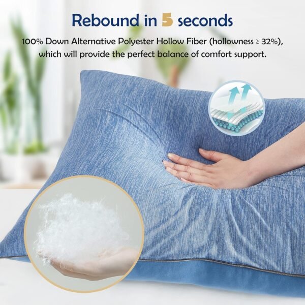Cooling Bed Pillow Queen Size -2 Pack Hotel Luxury Pillows for Sleeping - Down Filling Supportive Pillows Queen Size Set of 2 for Back Side Stomach Sleepers(20"*28")