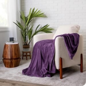 Bare Home Fleece Blanket - Full/Queen Blanket - Plum - Lightweight Blanket for Bed, Sofa, Couch, Camping, and Travel - Microplush - Ultra Soft Warm Blanket (Full/Queen, Plum)