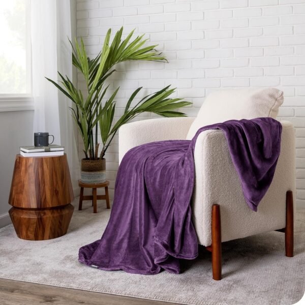 Bare Home Fleece Blanket - Full/Queen Blanket - Plum - Lightweight Blanket for Bed, Sofa, Couch, Camping, and Travel - Microplush - Ultra Soft Warm Blanket (Full/Queen, Plum)