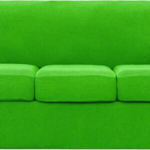 4 Piece Sofa Cover High Stretch Couch Slipcover for 3 Cushion Soft Sofa Slipcover Jacquard Fabric Furniture Covers with Elastic Bottom Machine Washable(Light Gray,Large)