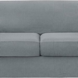 4 Piece Sofa Cover High Stretch Couch Slipcover for 3 Cushion Soft Sofa Slipcover Jacquard Fabric Furniture Covers with Elastic Bottom Machine Washable(Light Gray,Large)