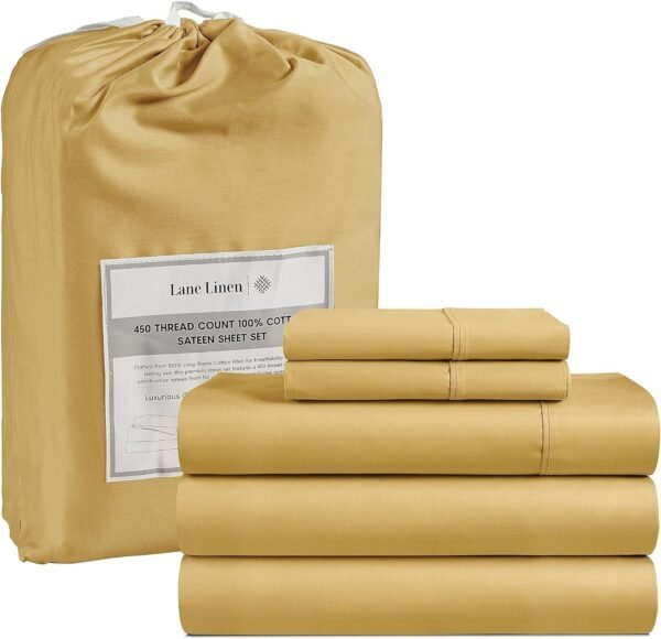 Queen Sheet Set, 4 Pc Queen Size Sheets Set, 450 Thread Count 100% Cotton Sheets, Cooling Sheets Queen Size, Soft and Breathable Bed Sheets Queen, Deep Pocket Queen Sheets - Ivory