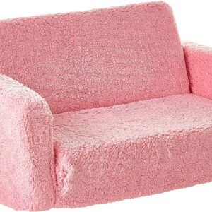 91QDr5_J5xS._AC_SL1500.jpg Delta Children Cozee Flip-Out Sherpa 2-in-1 Convertible Sofa to Lounger for Kids, Pink