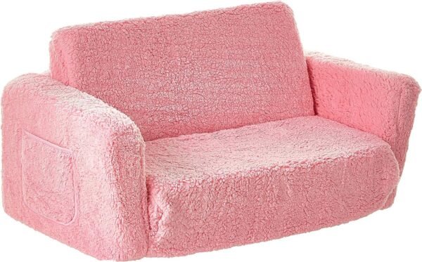 91QDr5_J5xS._AC_SL1500.jpg Delta Children Cozee Flip-Out Sherpa 2-in-1 Convertible Sofa to Lounger for Kids, Pink