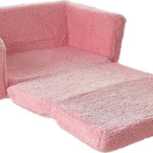 91S1hhHshiS._AC_SL1500.jpg Delta Children Cozee Flip-Out Sherpa 2-in-1 Convertible Sofa to Lounger for Kids, Pink
