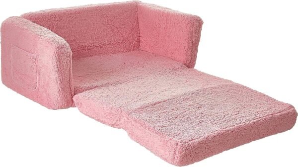 91S1hhHshiS._AC_SL1500.jpg Delta Children Cozee Flip-Out Sherpa 2-in-1 Convertible Sofa to Lounger for Kids, Pink