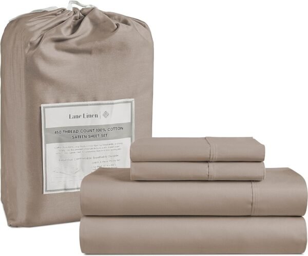 Queen Sheet Set, 4 Pc Queen Size Sheets Set, 450 Thread Count 100% Cotton Sheets, Cooling Sheets Queen Size, Soft and Breathable Bed Sheets Queen, Deep Pocket Queen Sheets - Ivory