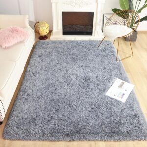 Soft Runner Rugs for Bedroom Living Room Plush Fluffy Rug 2x6 Feet, Shag Furry Area Rug Carpet Non Shedding for Nursery Children Kids Girls Room Home Decorative, Grey