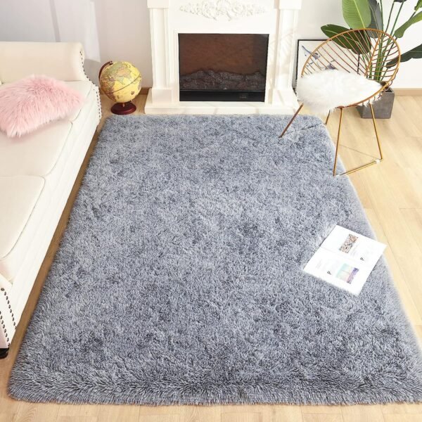 Soft Runner Rugs for Bedroom Living Room Plush Fluffy Rug 2x6 Feet, Shag Furry Area Rug Carpet Non Shedding for Nursery Children Kids Girls Room Home Decorative, Grey