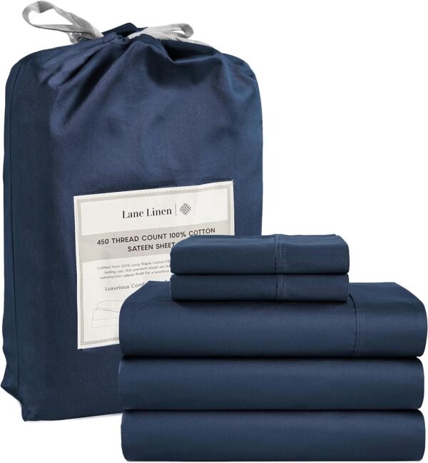 Queen Sheet Set, 4 Pc Queen Size Sheets Set, 450 Thread Count 100% Cotton Sheets, Cooling Sheets Queen Size, Soft and Breathable Bed Sheets Queen, Deep Pocket Queen Sheets - Ivory
