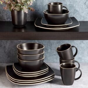 Dinnerware Set, Service for 4 (16pcs), Matte Black
