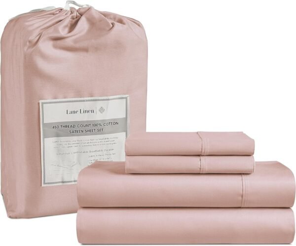 Queen Sheet Set, 4 Pc Queen Size Sheets Set, 450 Thread Count 100% Cotton Sheets, Cooling Sheets Queen Size, Soft and Breathable Bed Sheets Queen, Deep Pocket Queen Sheets - Ivory