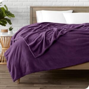 Bare Home Fleece Blanket - Full/Queen Blanket - Plum - Lightweight Blanket for Bed, Sofa, Couch, Camping, and Travel - Microplush - Ultra Soft Warm Blanket (Full/Queen, Plum)